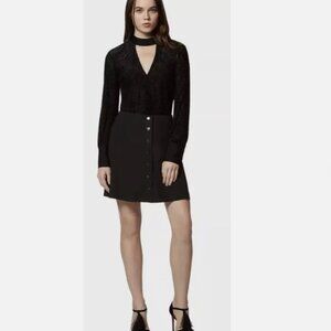 AVEC LES FILLES A-line Black Skirt Metal Buttons